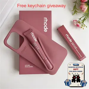 Rhode Lip Gloss Holder Phone Case Salty Tan for iPhone 11–17 Pro Max | Viral Lip Balm Case + Free Keychain