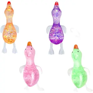 Squishy Stress Relief Animal Toys - 4pcs Colorful Glitter Fidget Toys, Cute Soft Squeeze Toys, Moldable Sensory Toy for Adult, Kids, Party Favors Anxiety Relief Squishy Toys(Duck)
