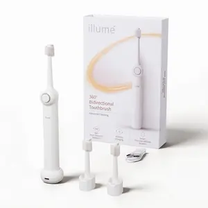 Illume 3-in-1 Oral Care Toothbrush Kit with 360 Bidirectional Brush, 2 Extra Heads & Wireless Charger for Daily Use & Sensitive Gums