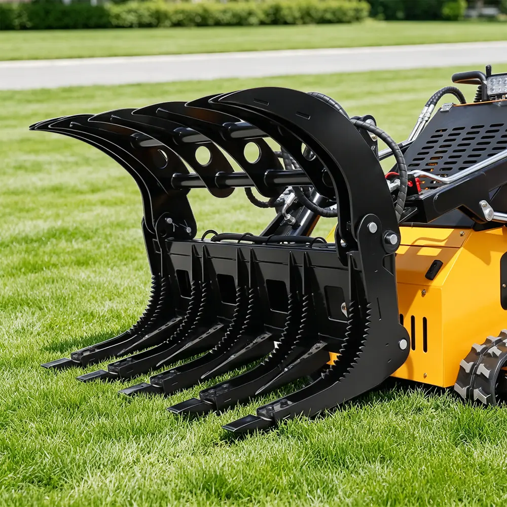 50' Extreme Root Grapple Rake Attachment For Mini Skid Steer, Quick Tach Connection & Replaceable Forged Steel Teeth, Ideal For Gripping Wood And Rock In Forestry, Landscaping, Orchards, Construction
