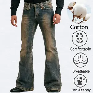 Durable high-cotton blend with a faded brown wash and classic flared legs. A TikTok viral pick for 70s retro and streetwear fits.