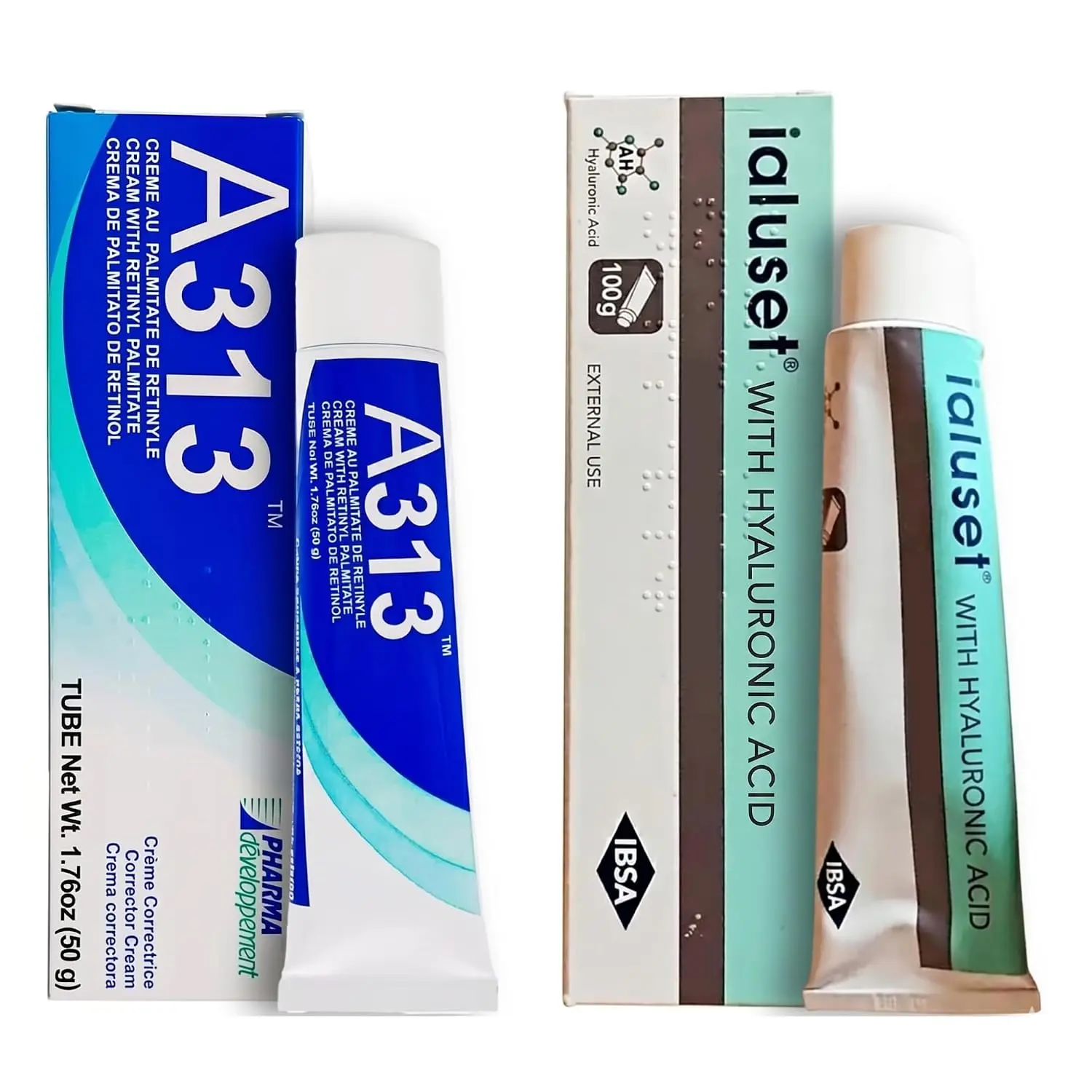 Retinol Cream + Ialuset Hyaluronic Acid Cream Bundle – French Pharmacy Skincare Duo – Vitamin A & HA Night Cream Set