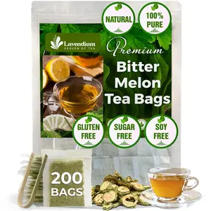 FreshDrinkUS, 200 Bitter Melon Tea Bags, 100% Natural & Pure Bitter Melon. Bitter Melon Herbal Tea. Bitter-Melon Fruit Tea. No Sugar, No Caffeine, No Gluten, Vegan. Beverage