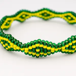Santeria Orula Beaded Bracelet, Green and Yellow Beads Jewelry for Daily Protection, Symbol of Wisdom & Spiritual Guidance