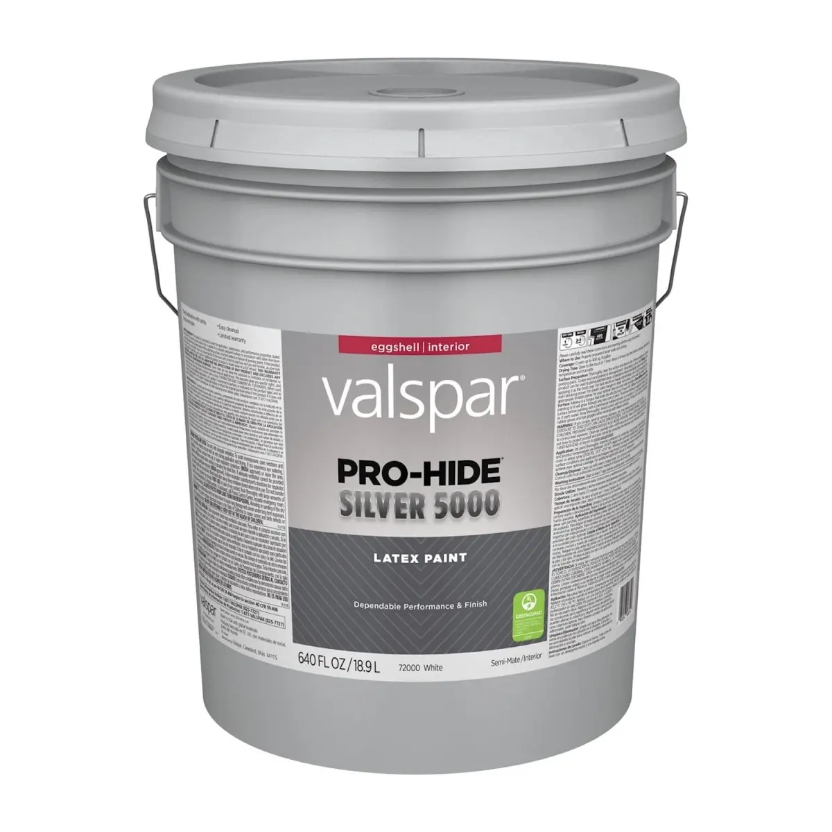 Valspar 028.0072000.008 5 Gal Prohide Acrylic Latex All-Purpose Paint - White Eggshell, Residential & Commercial Use, Easy Cleanup, Greenguard Gold Certified