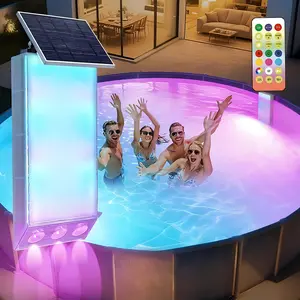 Solar Poolside RGB Light with Remote, Large Solar Panel，Waterproof IP68， Submersible Pool Light for Inground & Above Ground Pools，4 Brightness Levels – Decorative Outdoor Lighting