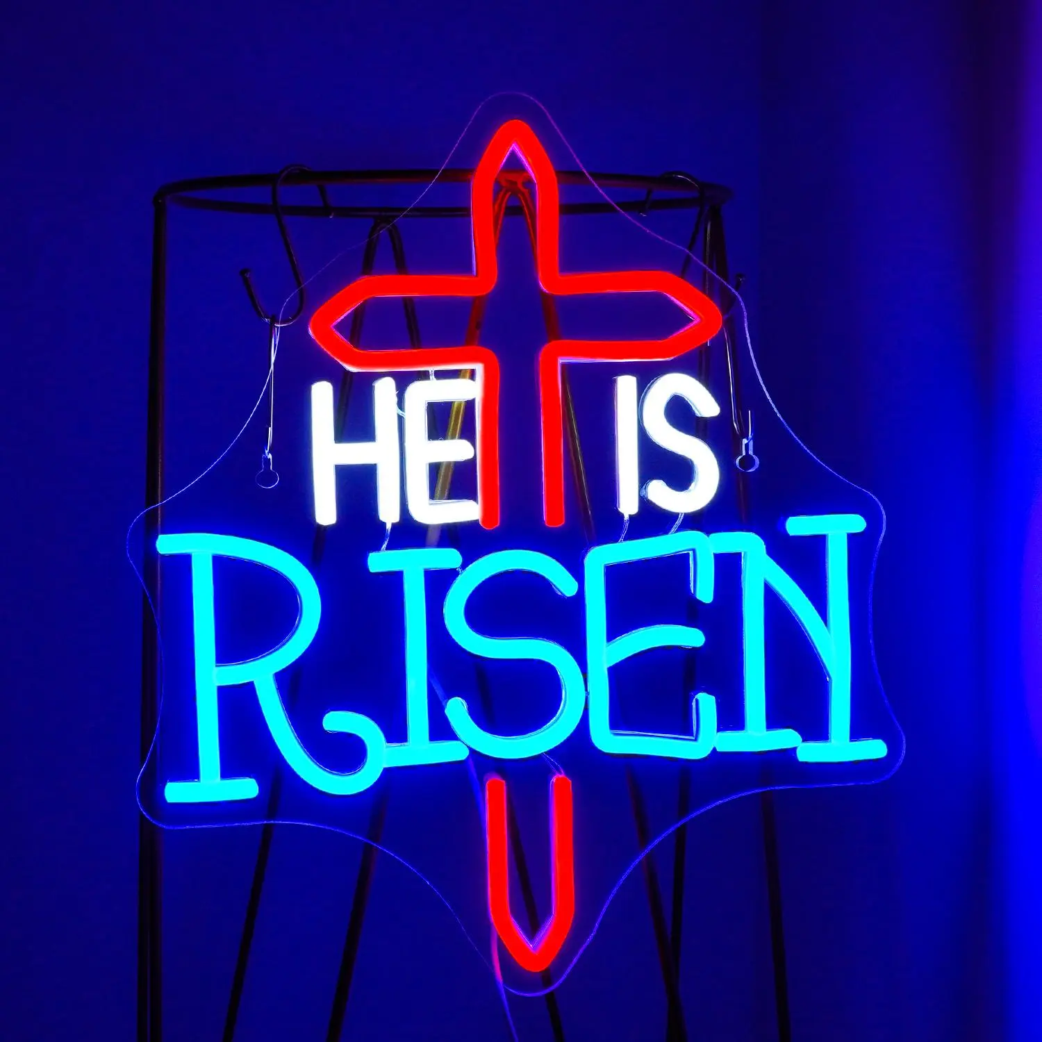 He Is Risen Neon Sign, USB Powered LED Neon Light, Wall Hanging Novelty Lighting, Home Decoration Lamp for Home Living Room Bedroom Dining Room Courtyard Lawn