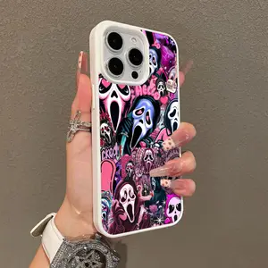 Halloween Ghost Scream Collage Pattern Premium Magnetic Phone Cases for iPhone 17 Air 16 15 14 Pro Max 13 12 11 Plus Smartphone Shockproof Protection Macaron Cover Cellphone Protective magsafe magnetic case Resistance Casing