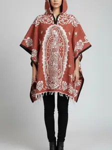 Virgen de Guadalupe Poncho Variety of Colors Classic Design Soft Comfortable Fabric Versatile for Casual Outings Picnics or Stylish Cover-up