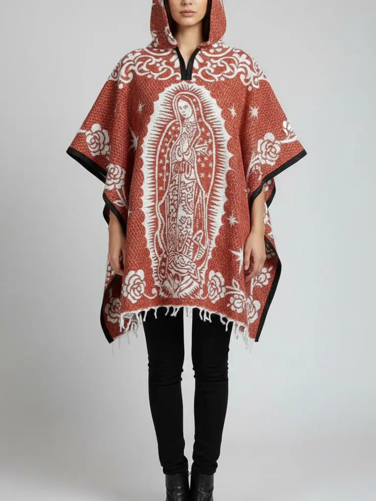 Unisex Virgen de Guadalupe Poncho, Multiple Colors, Classic Design, Soft Comfortable Fabric, Versatile for Casual Outings or Stylish Cover-ups
