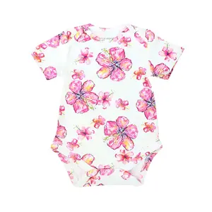 Hibiscus Kiss Bamboo Onesie - Baby Bodysuit