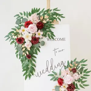 Fake Flower Gift Set for Wedding Welcome Sign, Floral Gifts, Wedding Reception Ceremony Signs, Decoration, Perfect for Weddings, Artificial Flowers