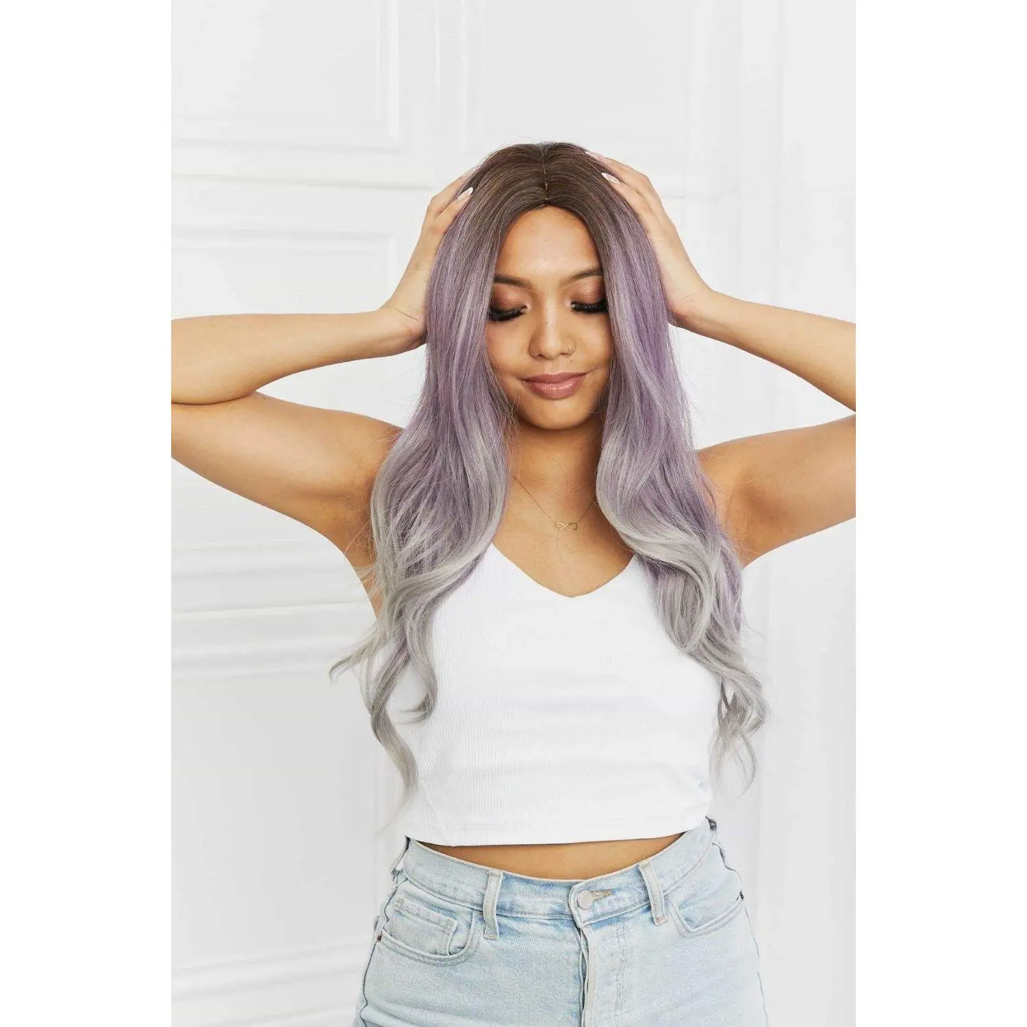 Elegant Wave Full Machine Synthetic Wigs in Purple 26''