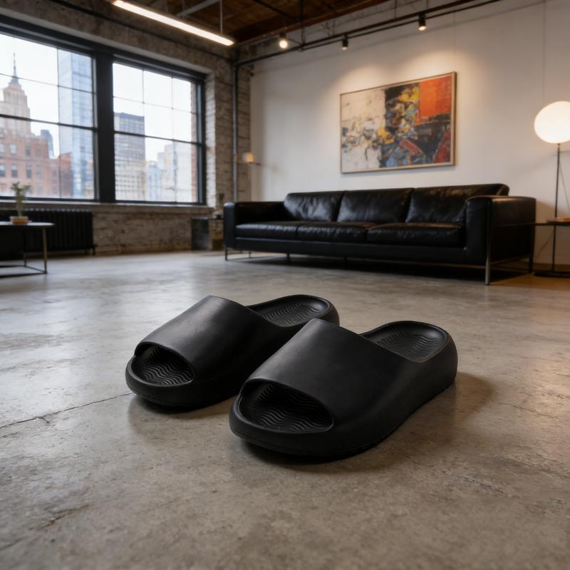 Lumubby Pillow Slippers for Women & Men Non-Slip Quick-Drying EVA Material Ultra Cushion 1.7-inch Thick Sole Breathable Anti-Slip Textured Style Shower Slides