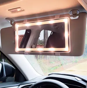 Rechargeable LED Visor Mirror for Car/Truck - 3 Light Modes, Touch Dimming, USB Charging, Memory Function, Clip-On Vanity Mirror, White, 'Passenger Princess' Gift sun visor makeup mirror travel Compact Magnification Mirror