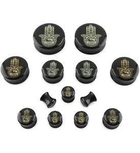 Black Hamsa Hand Plugs