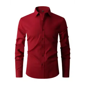 Mens Elegant Long-Sleeve Shirt - Versatile, Breathable Fabric - Ideal for Business & Casual Spring/Summer Wear