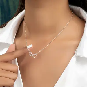 Luxury Exquisite Shiny Rhinestone Infinity Pendant Chain Necklace Neck Jewelry Gift  Jewellery Fashion Charms