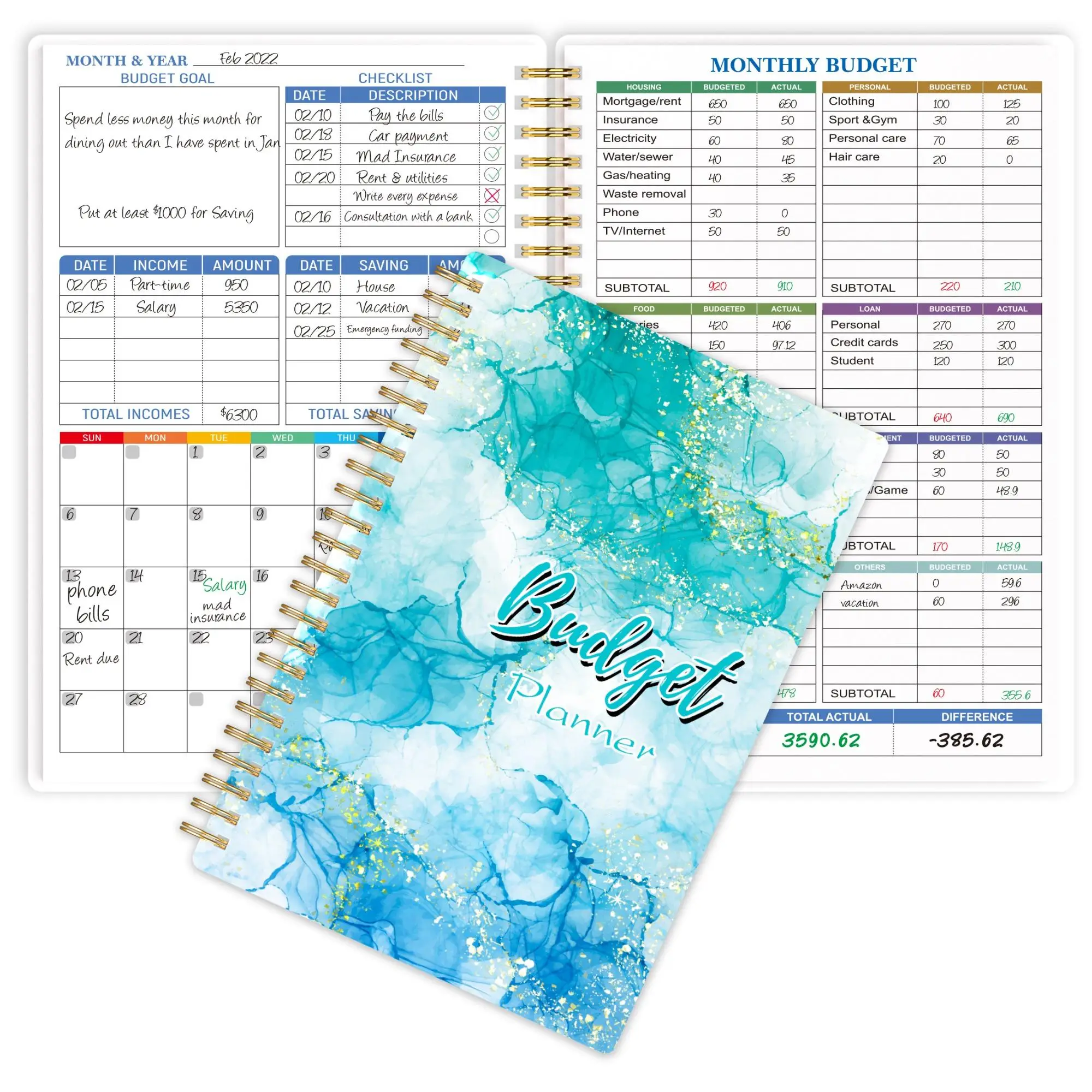 Budget Planner Notebook, Monthly Finance Organizer with Expense Tracker Notebook, Undated Finance Planner, Account Book, School Supplies, Office Suppl