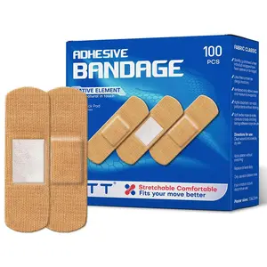 GTT 100/400Pack Basic Care Flexible Fabric Sterile Adhesive Bandages, Comfortable Cushioned Wound Care & Protection First Aid Healthcare, for Minor Cuts, Wounds and Scrapes, Breathable with Non-Stick Pad, Latex Free, One Size 1x3 In, 100 Count