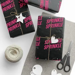 DippedWicks Sprinkle Sprinkle Gift Wrap - Luxury Black Wrapping Paper for Candles & Small Gifts - Premium 2x3 Label-Style Wrap for Holidays & Birthdays