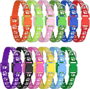 12 Pack Puppy Collars for Litter, Adjustable Puppy ID Collars Soft Nylon Whelping Collars for Newborn Litter Pets Chenkaiyang