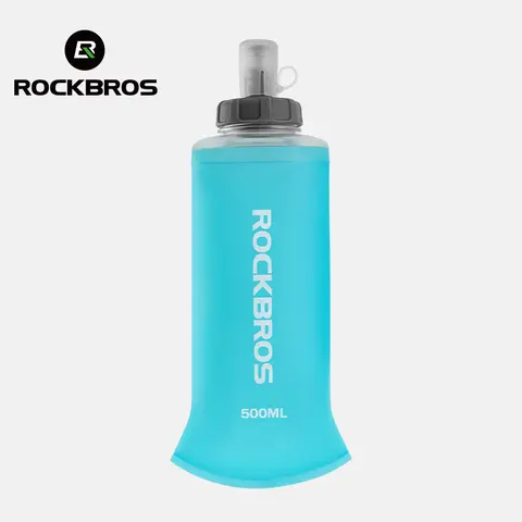 ROCKBROS 500ml Compact TPU Material Soft Flask - BPA-Free, Lightweight, Tough Yet Soft, Foldable, Leak-Proof, Abrasion-Resistant, Unisex Bitesip Valve Flexible Design Sports Water Bottle for Hiking, Running