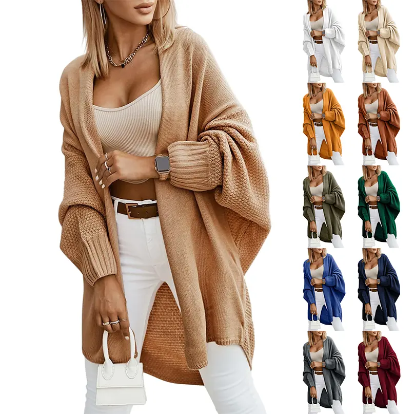 Fessceruna Oversized Cardigans for Women Fall 2025 Trendy Open Front Batwing Sleeve Long Cardigan Sweaters