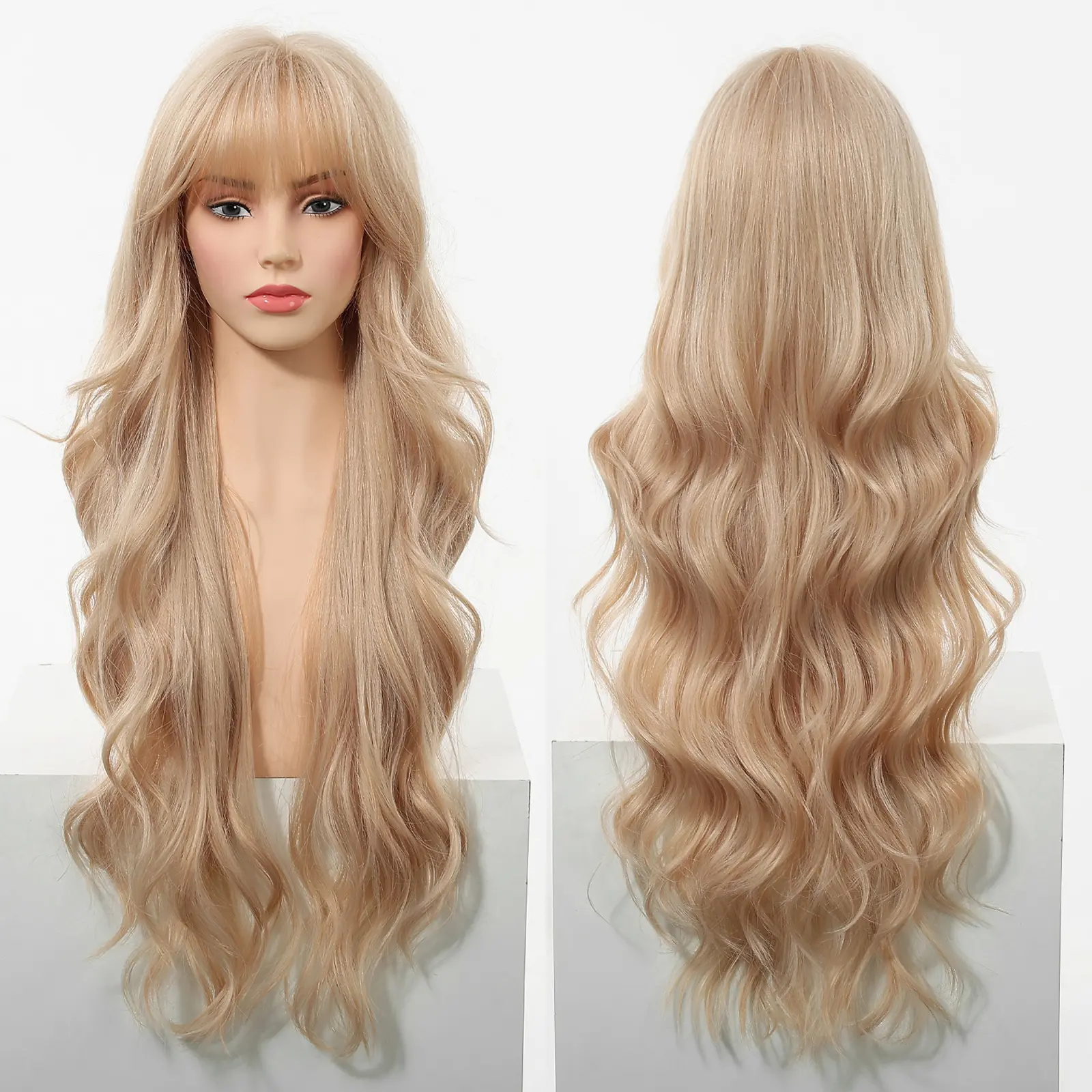 Stella-DWY Stella Long-length Wavy Realistic Large Area Scalp Glueless Synthetic Wig for Women 30 Inches