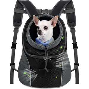Pet Dog Carrier Backpack Small Dog Front Backpack Ventilated Dog Carrier Back Pack with Storage Pockets, Adjustable Straps & Safety Belt for Travel Hiking Outdoor (Size M: 5-9 lbs, Black)