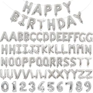 75pcs 16" Happy Birthday Balloon Banner, Silver Balloons Letters, Personalized Mylar Foil Birthday Decorations includes 2 Sets A- Z, 1 set Number 0-9 "HAPPY BIRTHDAY" letters
