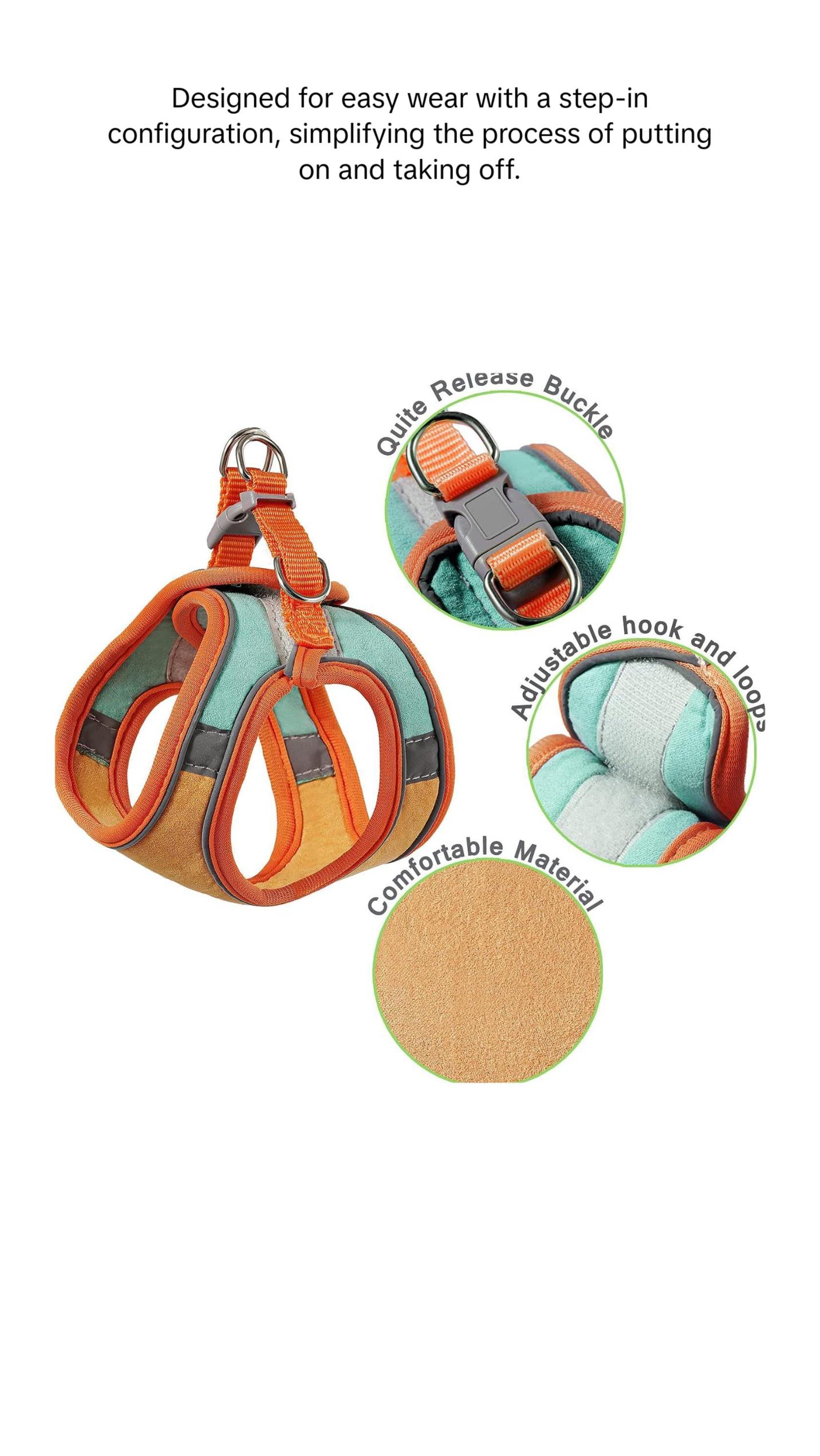 Cat Harness,Leash and Collar Set,Escape Proof Kitten Vest Harness for Walking,Easy Control Night Safe Pet Harness with Reflective Strap and Bell for Small Large Kitten,Fit for Puppy,Rabbit