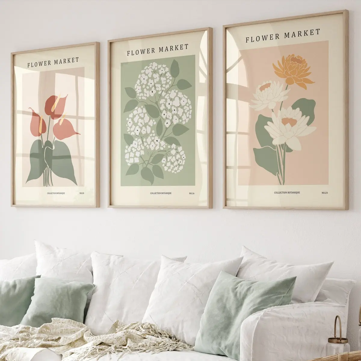 Flower Gallery Wall Art Set Of 3 Prints, Flower Market Poster, Botanical Wall Art Prints, Trendy Wall Art, Flower Posters, Exhibition Poster