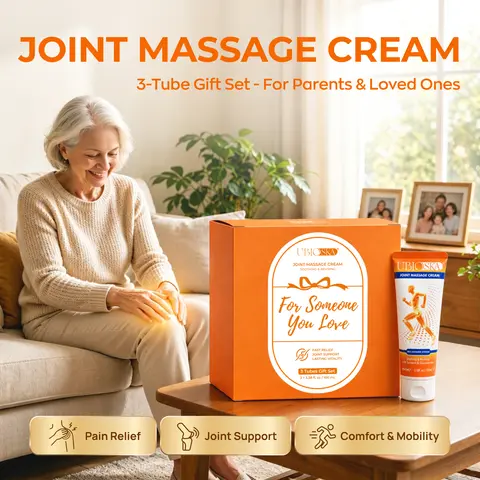 UBIOSKA Joint Massage Cream 3-Pack Gift Set (3.4 fl oz x3) | Drug-Free Pain Relief Cream with Glucosamine, Chondroitin & Hyaluronic Acid | Fast-Absorbing, Non-Greasy Cooling Cream for Knees, Neck, Back & Shoulders | Gift for Mom, Dad & Grandparents