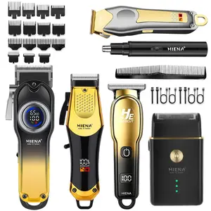 Newly upgraded 6-piece electric hair care set, Barber kit, Cordless Trimmers Kit, men's professional beauty set, holiday gift box, suitable for home hair salons, digital display screen/USB charging, Father's Day holiday gift