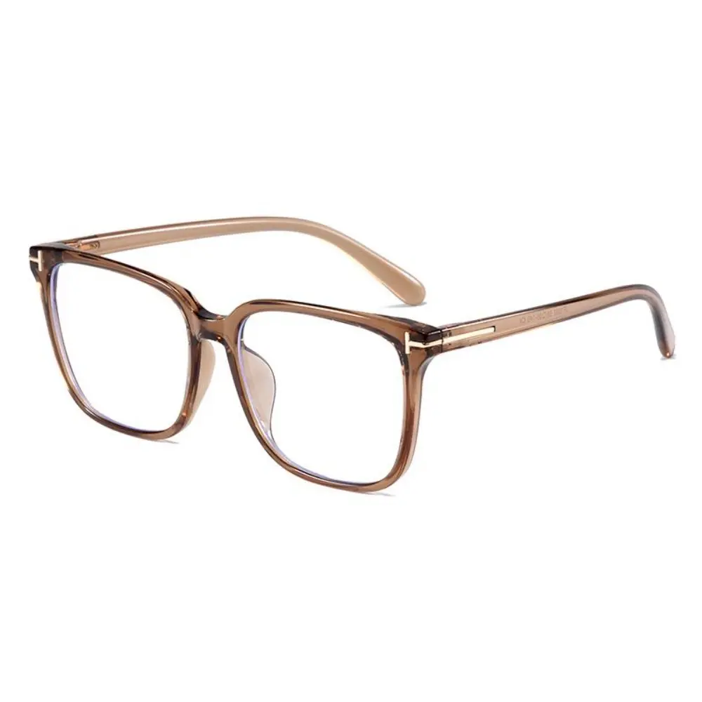 Transparent Tea Frame Square Myopia Glasses With Degree Oversized Student Minus Diopter Glasses Prescription  0 -0.5 -0.75 To -6