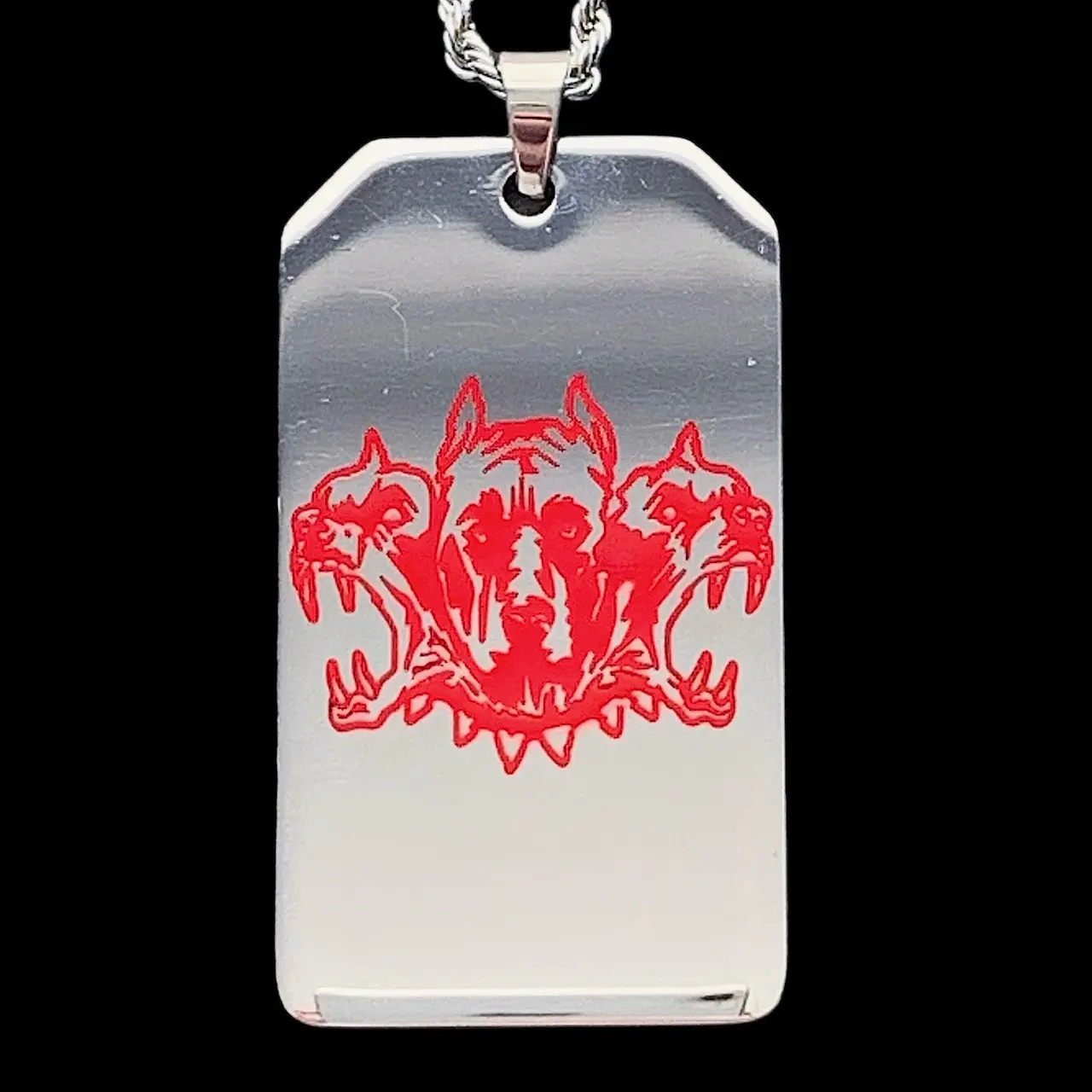 CITY MORGUE Red Enamel Toe Tag Necklace 2" Mirror Polished Stainless Steel ZillaKami SosMula Pendant with Laser Carved Design & Hard Enamel Coating Choice of Chain Free Gift Included