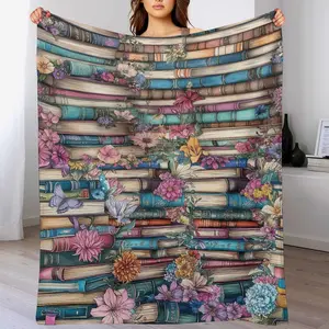 Book Lovers Gifts Blanket Floral Bookshelf Throw Blanket Gifts for Bookworm,Reader,Reading,Bookclub,Booknerd,Librarian,Book Accessories Reading Decor  Book Lover Gifts , Christmas Book Lover Gifts