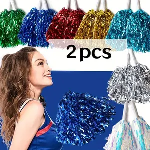 2-Pack Cheerleading Ball Props Multicolor Cheerleader Flower Balls with Handle, Team Spirit Sports Games Dance Teams Football Basketball Events