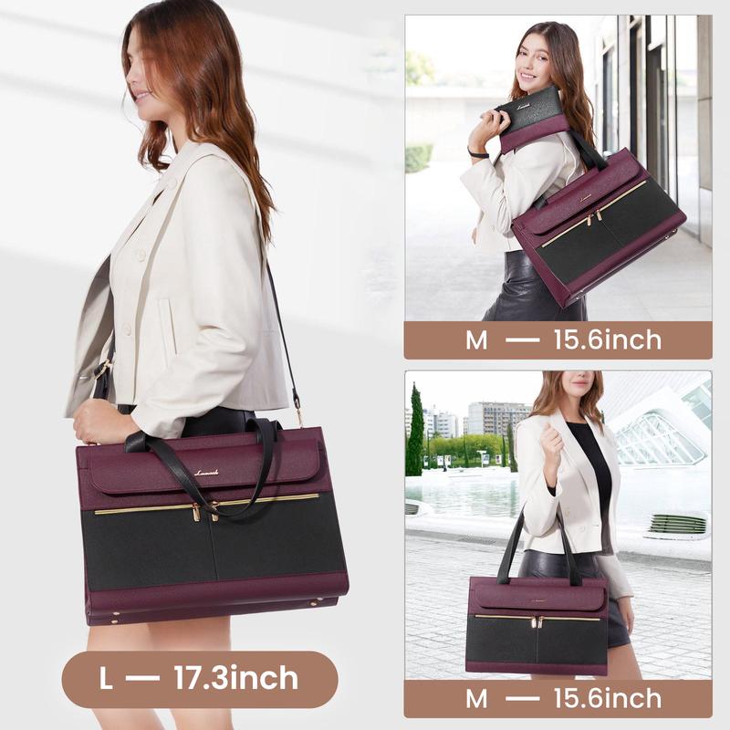 【Valentine's Day Gift】LOVEVOOK Laptop Tote Bags 15.6-17.3 inches for Woman with Clutch Purse, Large Business Teacher Office Crossbody Purse with 2 Cup Holder, Compact Waterproof Vegan Leather Shoulder Bags and Computer bag for Work, Office, Casual