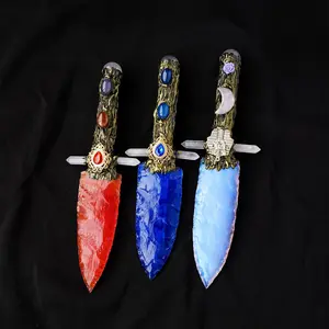 Crystal Dagger, 1 Count Natural Stone Model Knife, Polished Unbladed Craft, Crystal Decorative Art, Home Decor, Fengshui Ornaments