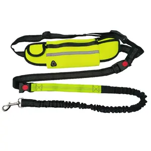Hands Free Dog Leash for Running - Retractable Waist Belt Bungee Lead Set Jogging Walking Gear Dog Mom Fitness Essential Adjustable Nylon Reflective Pet Harness