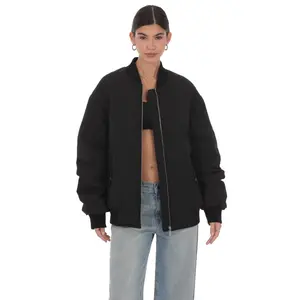 Oversized Bomber Jacket in Black