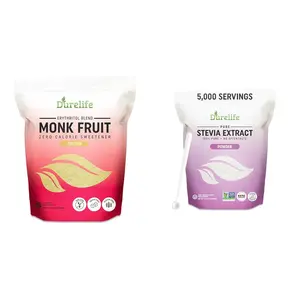 Durelife Golden Monk Fruit Sweetener, 5 lb and Durelife 100% Pure stevia extract sweetener 8 oz