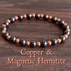 1pc Protection Bracelet - Natural Hematite Copper Beads Handmade Bead Chakra Jewelry, Elastic Dual Protection Bracelet, High-End Additions for Men And Women 8Mm Natural Stone Bracelet, Perfect Gift for Daily Wear Or Special Occasions