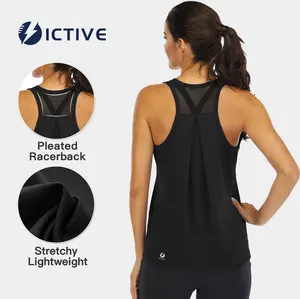 ICTIVE women’s workout tops — loose-fit racerback tank tops, mesh backless muscle tank tops, running tank tops Fitness Training Top Fitness Exercise Wear
