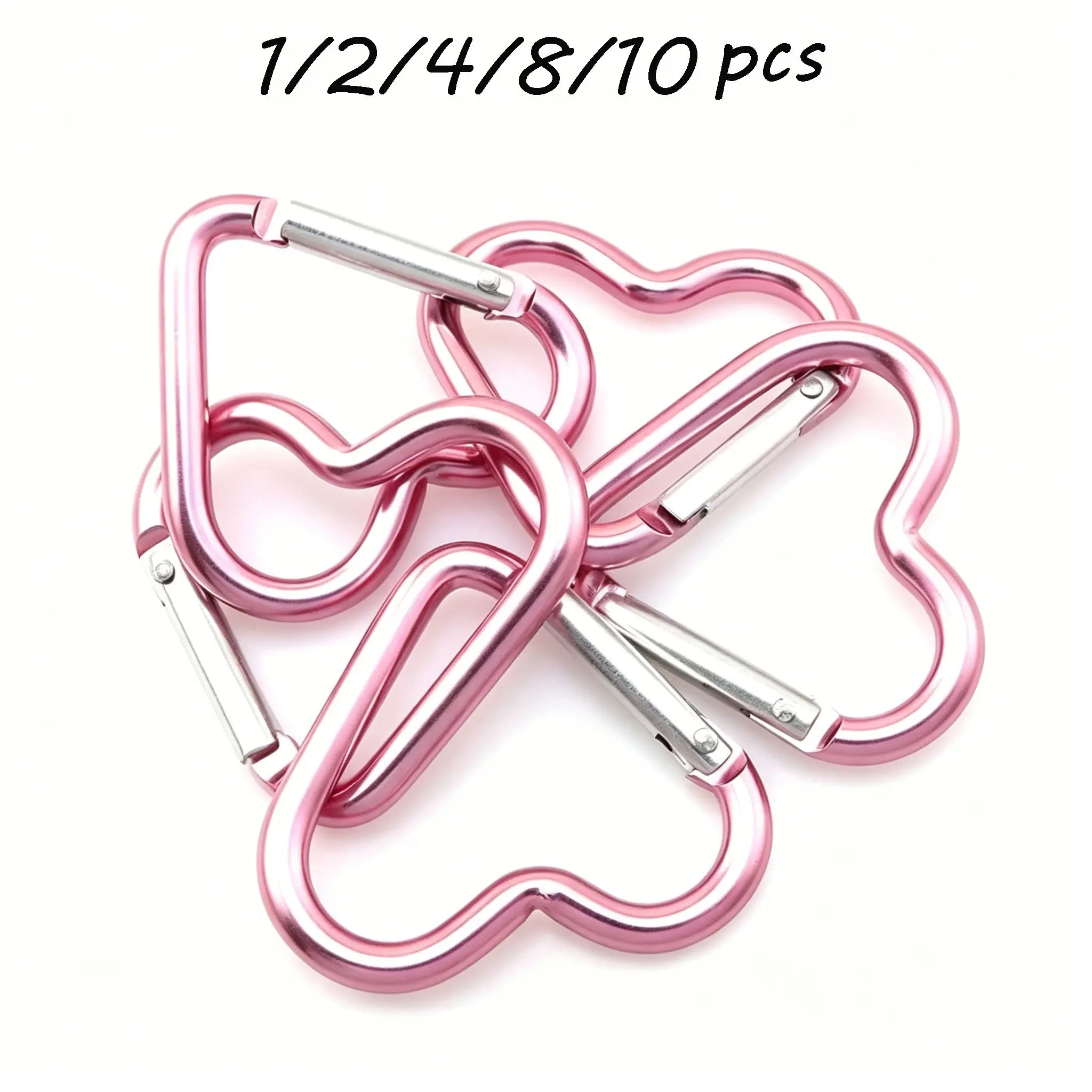Heart Shaped Spring Buckle, Keychain, Bag Hook, Extender Clip, Pet Leash, Luggage Hardware, Travel Accessory, DIY Crafts, Outdoor Climbing, Carabiner Clips, Carabiner Cute