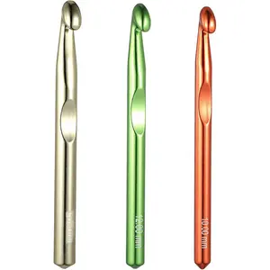 3pcs Large Crochet Hook, 15mm 12mm 10mm Aluminum Crochet Big Huge Crochet Hooks for Chunky Yarn Crochet Needles Big Standard Size Crochet Hooks