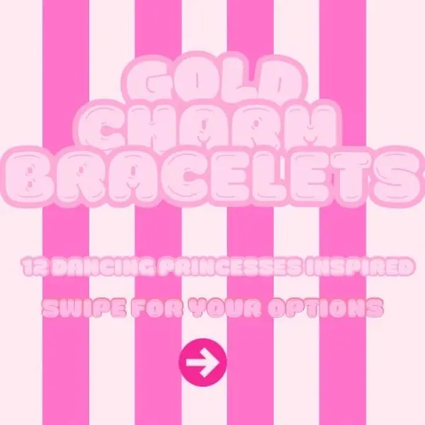 Gold Charm Bracelets Inspired by Barbie's 12 Dancing Princesses Featuring Unique Princess Designs