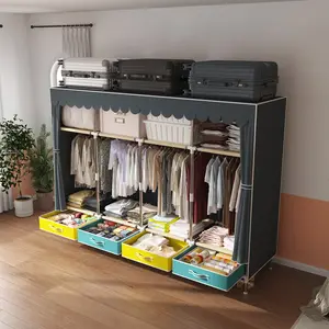 Portable Wardrobe with Drawers, Large Bedroom Suspension Storage Closet Portable Clothes Closet Wardrobe Storage Organizer ( Size:78.7* 17.7 * 66.9inch ).